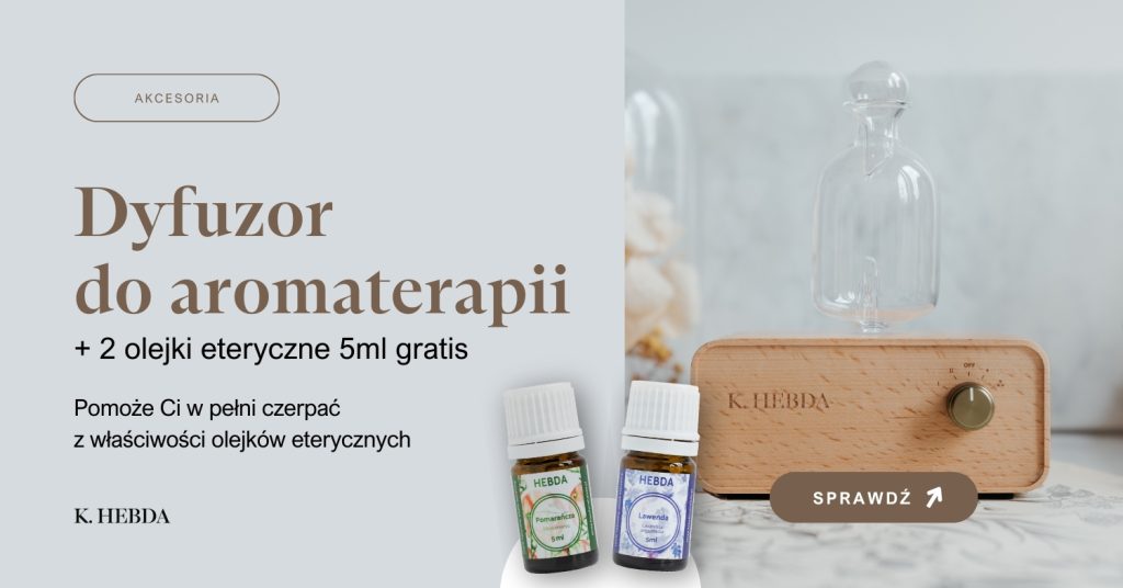 Dyfuzor do aromaterapii K.Hebda + 2 olejki eteryczne gratis